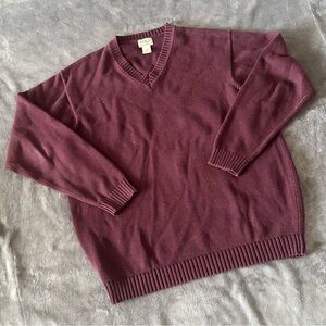 L.L. Bean Red V-Neck Sweater Classic Knit Design